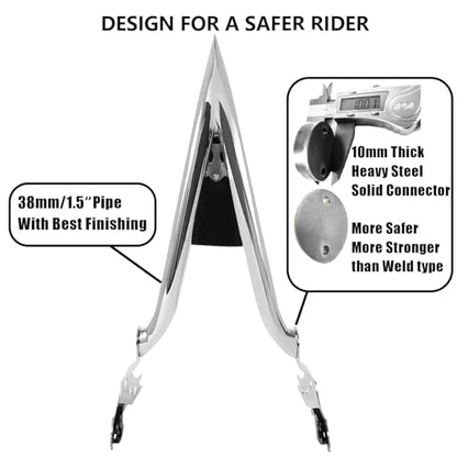 Motorcycle Detachable fatboy Backrest Sissy Bar Passenger Back Rest Pad Fit for Harley Fat Boy FLFB 2018-2023, Breakout FXBR FXSB 13-23 (26" Height, Chrome)