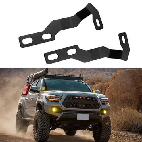 Hood Hinge Ditch Light Mount Brackets Compatible with Toyota Tacoma 2016-2021 3rd Gen Auxiliary Offroad Pod Work Light, Tacoma Hood Mount Lighting Brackets Kit - Black 2PCS - size: For Tacoma 2016-2021