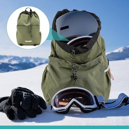 Aliceset Helmet Backpacks Welding, Waterproof Motorcycle Helmet Bag with Drawstring, Adjustable Shoulder Straps Pocket, Nylon, Large Capacity, Gift for Electrician Welder School Students(Green) - color: Green