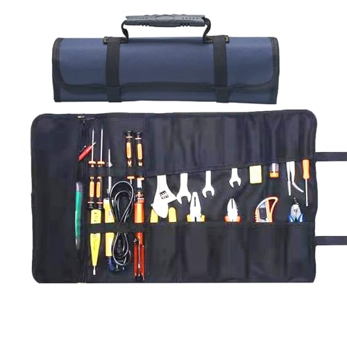 23 Pocket Tool Bag Roll Up, Tool Organizer for Men gift, Portable Tool Storage with Zipper Pouch, Compact Small Toolbag for Handyman RV Owners, Birthday Gifts - style: Blue Tool Bag