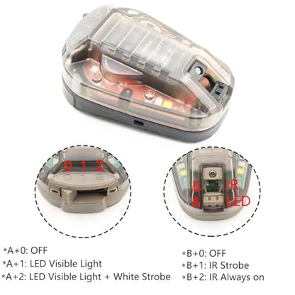 Tactical IR Strobe Helmet Light Military Identification Lights with Visible LED + White Strobe Survival Signal (Black-Red) - color: Black-Red