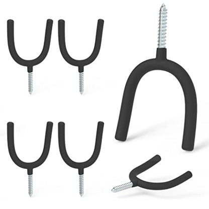 HUHOLE 6 Pack Screw in U Hooks Garage Storage Organizers | Shovel Holders with 30 lb Capacity for Garden Tools, Power Equipment, Rakes, Weed Trimmers, Ladders and Extension Cords - style: HD U Hook 6PC