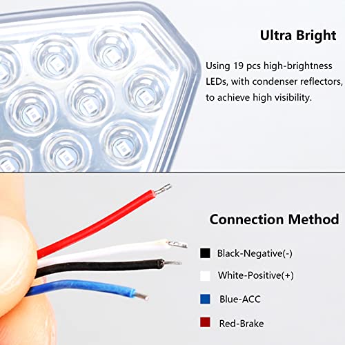 Rear Brake Light Rear Tail Lamp Car Warning Light LED Motorcycle Strobe Light Flash Brake Lamp for Safe Driving Super Bright Waterproof 19 LED DC12V
