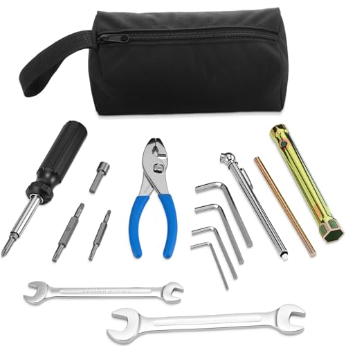 15 Pcs Motocross Tool Kit for Japanese Motorcycles Terrain Vehicles Snowmobiles Include Combination Wrench, Hexagonal Bit, Bits, Sleeve, Screwdriver, Drive T-handle Driver, Drive Adapter