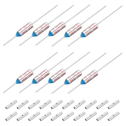 MECCANIXITY 10 Pcs Metal Temperature Thermal Fuse SF167 167C 332.6F 10A 250V Cutoff Thermal Fuse with 20 Pcs BN1.25 Bare Terminal Butt Connector - style: SF167