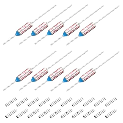 MECCANIXITY 10 Pcs Metal Temperature Thermal Fuse SF167 167C 332.6F 10A 250V Cutoff Thermal Fuse with 20 Pcs BN1.25 Bare Terminal Butt Connector - style: SF167