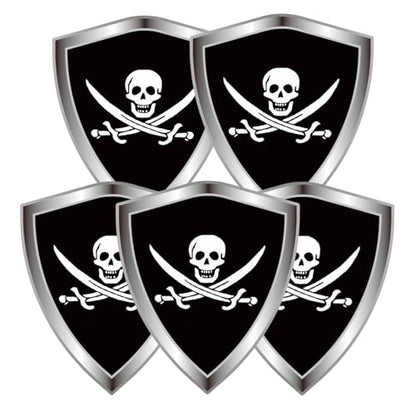 Pirate Jack Rackham Flag Decal Sticker - Pirate Skull Flags Shield Shape Reflective Vinyl Car Stickers - for Car Window Bumper Laptop Waterproof Sticker (5Pcs) - color: Pirate Jack