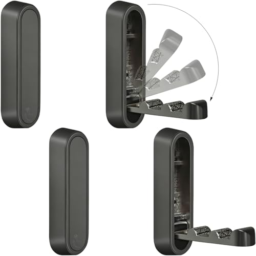 4PCS Foldable Wall Hooks, Flip Down Design with 40 lbs Heavy-Duty Capacity, Retractable Wall Hooks for Bathroom, Bedroom & Entryway Space Saving (Black) - color: Black, size: 4 Hooks