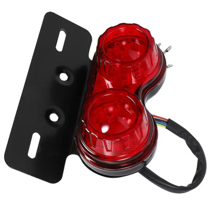 POPETPOP LED Motorcycle Tail Light Brake Lamp Red Cover Aluminum Alloy Rear Indicator Brake Warning Light Compact for Motorbike Accessories