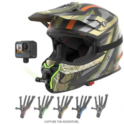 Action Pro Helmet Chin Mount Strap Compatible with All Smartphones GoPro Hero 12 11 10 9 8 7 6 5 4 SJCAM and All Action Cameras (Green) - color: Green