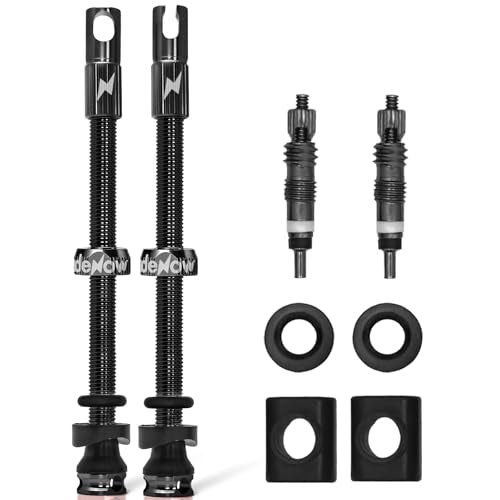 RideNow Tubeless Presta Valve Stems, 85mm Super Light Alloy Presta Tubeless Valve Stem Kit with Valve Core Remover Tool and Valve Stem Caps, Multiple Color and Size Options(Pair),Black - color: Black, size: 85mm