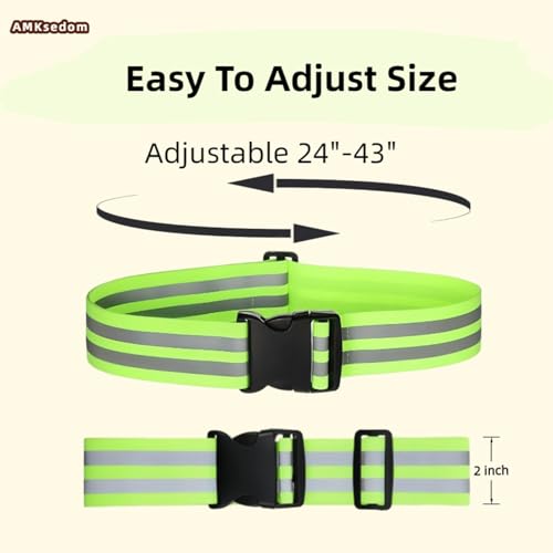 2 Pack Reflective Running Belt, High Visibility PT Gear for Men Women Kids, Adjustable Safety Gear for Night Walking - color: Orange