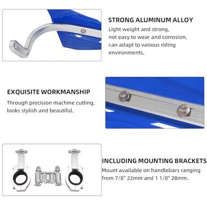 JFG RACING Dirt Bike Handguards,Universal 7/8" 22mm and 1 1/8" 28mm Handlebar Motorcycle Hand Guards for YZ YZF WR XT TTR 125 250 450 Dirtbike Motocross Supermoto ATV Scooter Enduro Ebike-Blue - color: blue