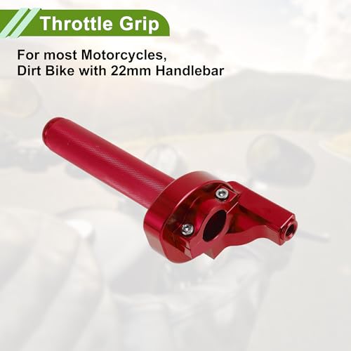 22mm Throttle Grip with 1 Pc 120cm White Throttle Cable 1 Pair of Knobbed Red Handle Sleeves Plastic Aluminum Alloy Motorcycle Throttle Grip Black Red - color: Black + Red