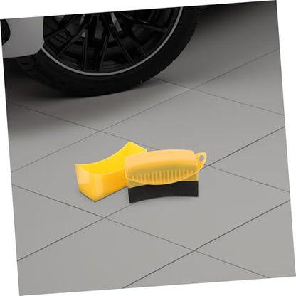 Cabilock Curved Sponge Brush for Tire Detailing Car Wax Applicator Pad Lid for Car Motorcycle Detailing Automotive Cleaning Tool