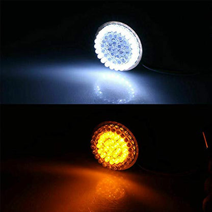 1157 Front LED Turn Signal Lights, 2 Inch Bullet Running Light with Smoked Lens Cover for Harley Sporster 1200, Dyna, Road King, Street Glide, Softail 2020 - color: Amber+White
