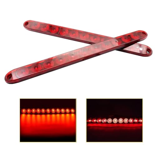 16Inch 11 LED Red Trailer Brake Tail Light, 2 Pack Stop Turn Brake 3rd Light Strip for Truck Trailer Boat RV Golf Cart UTV ATV