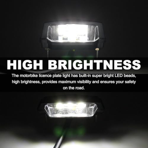 License Plate Lamp Assembly, 12V LED Bright Motorcycle Rear Tail Brake Light Turn Signals, 6K Waterproof Tail Light License Plate Lamp Universal for Most Motorbikes