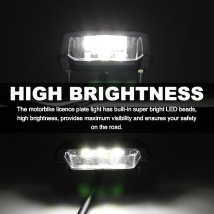 License Plate Lamp Assembly, 12V LED Bright Motorcycle Rear Tail Brake Light Turn Signals, 6K Waterproof Tail Light License Plate Lamp Universal for Most Motorbikes