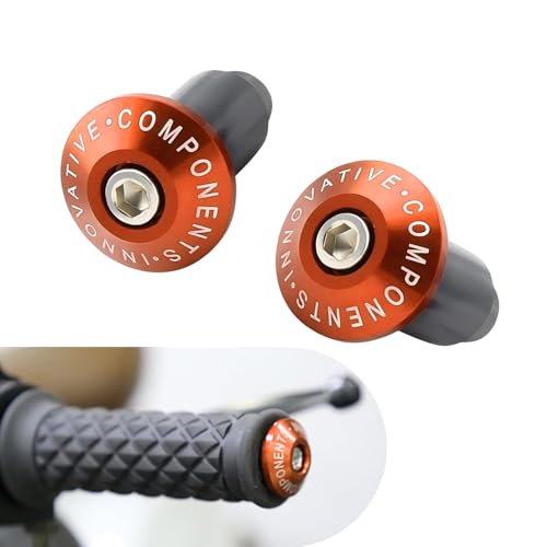 2 PCS Motorcycle Handle Bar End Plugs, Anti Vibration Grip Counterweights, Rust-Proof Protection Handlebar Grips Cap, Universal Modified Accessory for Most Motorcycles Dirt Bike (Orange) - color: Orange
