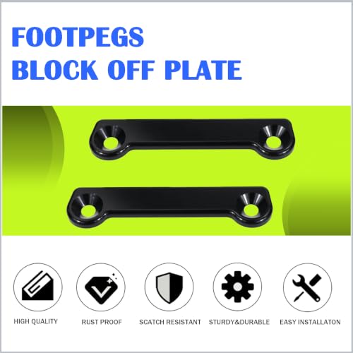 Rear Footpeg Block Off Plates, Passenger Foot Pegs Removal Delete Kits for Kawasaki Ninja ZX-6R / ZX636 2009-2025, ZX6R / ZX636 ABS 2019-2021, 2 PCS Footrest Hole Cover CNC Aluminum, Black
