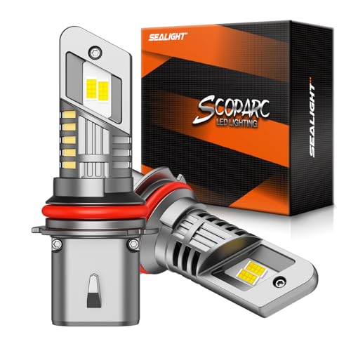 SEALIGHT 9004/HB1 Bulbs Hi/Low Beam, 900% Super Brighter, 1:1 Size Fog Bulbs, 6500K Cool White, 60000Hrs Long Service Life with Cooling Fan, 3MIN Play and Plug, Pack of 2 - size: 9004/HB1