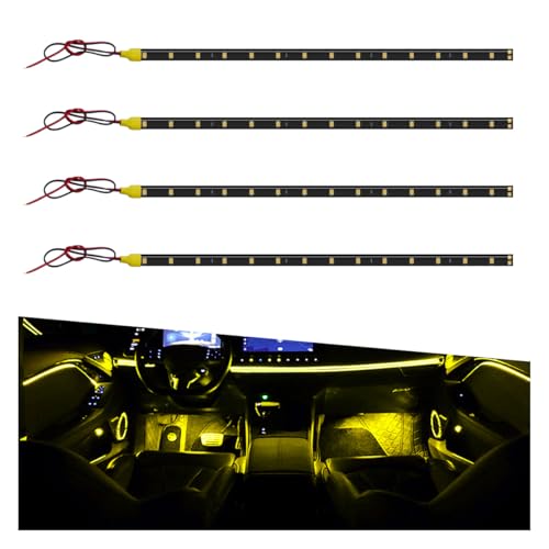 4PCS DC 12V Waterproof Car LED Light Strip, 30CM/1Ft 3528 15SMD Car Underbody Light Strip with 9" Wire, Vehicle Interior Exterior Decoration Light for Golf Cart, Boat, Motorcycle (Amber) - color: Amber