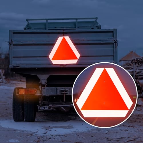 Nicunom 2 Pack Slow Moving Vehicle Sign, Aluminum Slow Moving Vehicle Triangle Signs, 14"x16" 60-mil SMV Safety Sign, Engineering Grade Reflective Up to 7 Years Outdoor for Golf Cart, Tractor, UTV