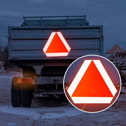 Nicunom 2 Pack Slow Moving Vehicle Sign, Aluminum Slow Moving Vehicle Triangle Signs, 14"x16" 60-mil SMV Safety Sign, Engineering Grade Reflective Up to 7 Years Outdoor for Golf Cart, Tractor, UTV