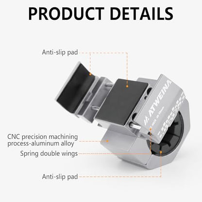 Bike Handlebar Mounts for 4.5-7.2 Phones (Silver) | 360 Degrees Rotate Aluminum Alloy Frame Half-Enclosure Design - color: Silver