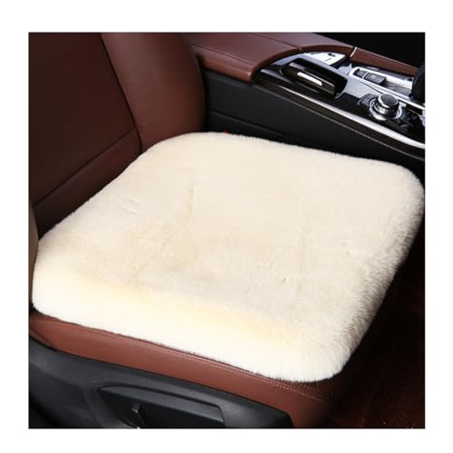 Ohleats Sheepskin Car Seat Cushion, Comfortable Soft Fur Wool Auto Front Seat Cover, Vehicle Seat Protector Pad for Warm Winter Office Chair, Universal Decor Car Accessories (Beige) - color: Beige