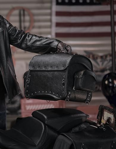 KEMIMOTO Motorcycle Luggage Bag 30L Leather Tail Bag Upgrade Waterproof Travel Foldable Rear Rack Pannier with Straps