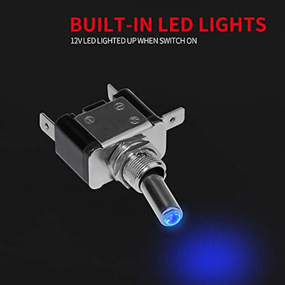 DaierTek 12V Blue LED Illuminated Toggle Switch with Safety Cover Guard 3 Pin ON Off Covered Lighted Toggle Switch Rocker Heavy Duty 20 AMP for Racing Automotive Motorcycle Car RV Truck -2pack - color: Blue LED with Cover
