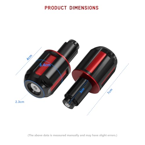 Motorcycle Handlebar Bar Ends Plug, CNC HandleBar Bar Ends Grips Plug Fit For Kawasaki Yamaha Honda Suzuki Aprilia And Motorcycles With Handlebar Inner Diameter Of 14-22mm (Red) - color: Red