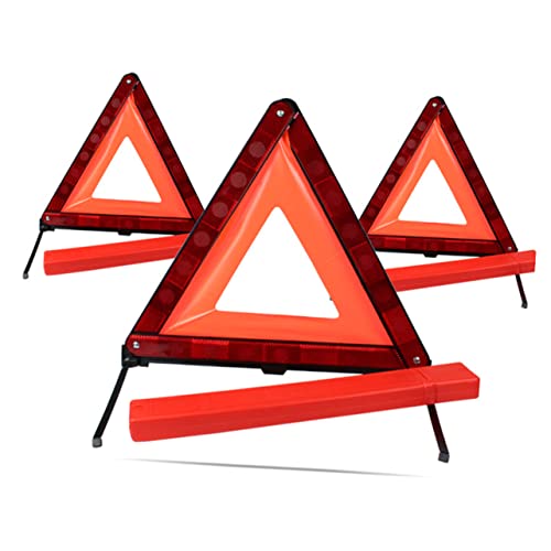 SOLUSTRE 1Pc Reflective Triangle Warning Sign Emergency Roadside Safety Kit for Vehicles Compact Design for Easy Storage Construction for Red Road Sign
