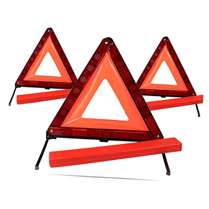 SOLUSTRE 1Pc Reflective Triangle Warning Sign Emergency Roadside Safety Kit for Vehicles Compact Design for Easy Storage Construction for Red Road Sign