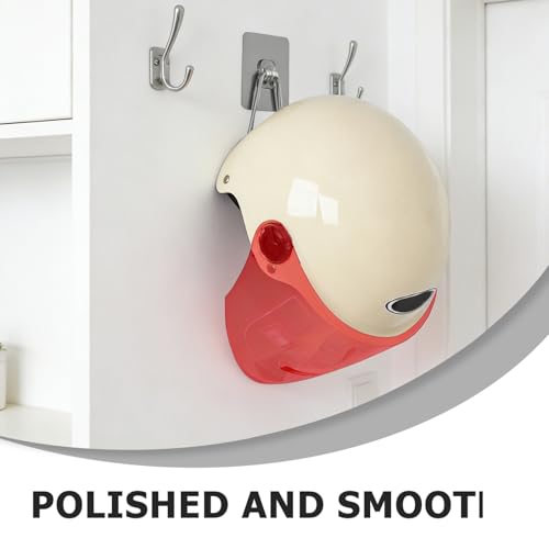 Unomor 3Pcs Motorcycle Helmet Wall Hook Self Adhesive Helmet Holder 6.29x3.11x9.21in No Drill Metal Hanger Wall Mount for Garage Storage Coats Hats