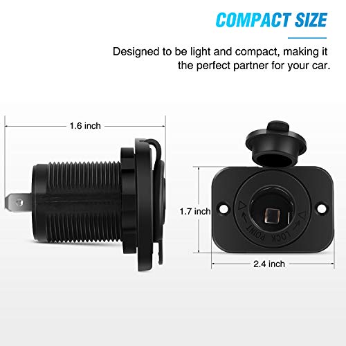 Nilight 2 Pack Car Cigarette Lighter Socket DC 12V Waterproof Power Outlet Adapter Replacement with Terminals Wires and Screws for Marine Boat Motorcycle, Boat, Car,Truck, RV, ATV - color: 2Pcs Cigarette Lighter Socket