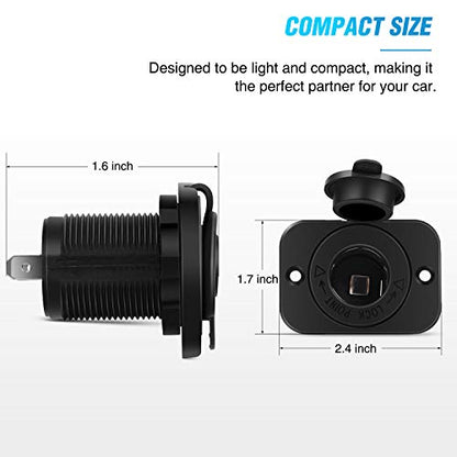 Nilight 2 Pack Car Cigarette Lighter Socket DC 12V Waterproof Power Outlet Adapter Replacement with Terminals Wires and Screws for Marine Boat Motorcycle, Boat, Car,Truck, RV, ATV - color: 2Pcs Cigarette Lighter Socket