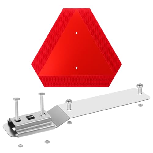 1 Set Slow Moving Vehicle Sign with Mounting Bracket 14 x 16 Inch Slow Moving Vehicle Triangle Sign Aluminum Warning Triangles for Vehicles Golf Cart Tractor Outdoor Accessories