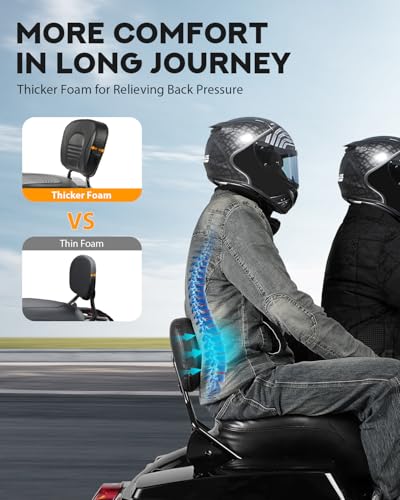 PBYMT Passenger Backrest Sissy Bar, Detachable Rear Backrest, Quick Release Sissy Bar Fit for Harley Davidson Touring Street Glide Road Glide Road King Electra Glide 2009-2024 (Black)