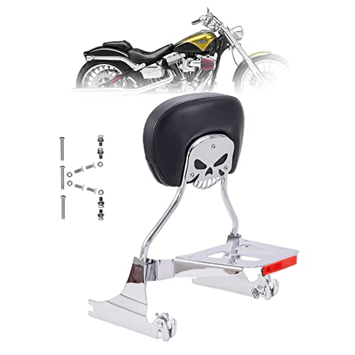 Kinglemc sissy bar Backrest Luggage Rack for Harley Breakout FXSB FXSE FXST with Docking Kit (Silver,Non-Studded) - color: Chrome