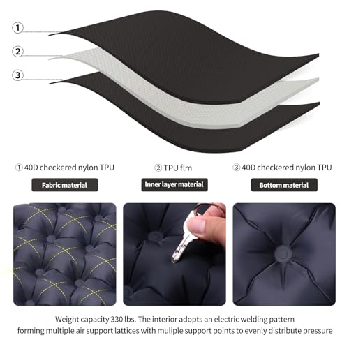 Inflatable Seat Cushion 16”, No Pump Needed, Portable Lightweight Waterproof Seat Pad for Stadium, Travel, Camping, Office & Car, Pressure Relief - color: Black