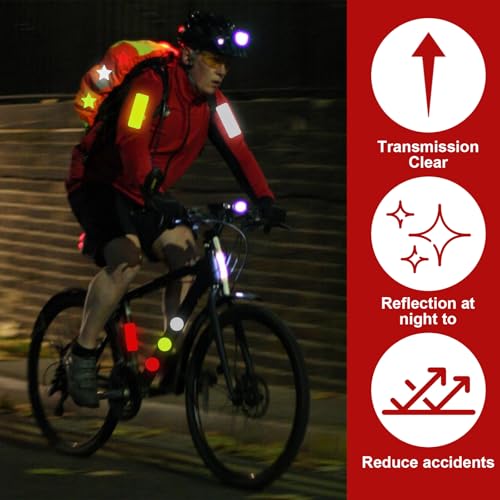 90 Pcs Safety Reflective Stickers, Warning Reflective Stickers, Waterproof Reflective Tape Stickers Night Visibility Adhesive Car Reflector Sticker for Motorcycle Bicycle Vehicle (3 colors,3 shapes)