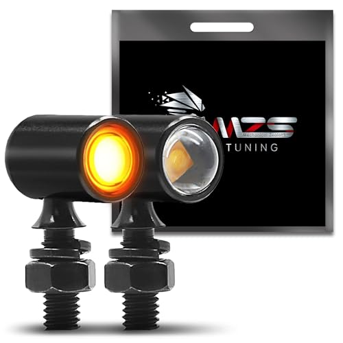 MZS Motorcycle Rear LED Turn Signals, Amber Light Mini Turn Signal Tail Light, Minimalist Design, Universal 6mm Screw Suitable for 6mm/8mm/10mm Hole Compatible with Most Family Motorcycles - color: Amber, size: Mini Size Rear