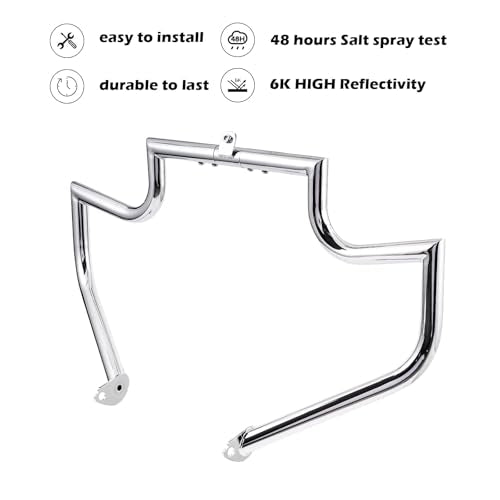 Kinglemc Crash Bar Engine Guard Highway Bar for Harley Davidson Touring Road King Street Glide Electra Glide CVO and Trike Models 97-08 (Silver) - color: Chrome-B