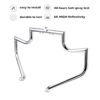 Kinglemc Crash Bar Engine Guard Highway Bar for Harley Davidson Touring Road King Street Glide Electra Glide CVO and Trike Models 97-08 (Silver) - color: Chrome-B