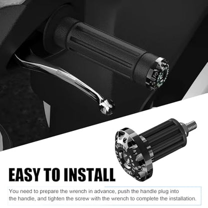 2 PCS Motorcycle Bar End Plug, Aluminum Alloy Handlebar Grip End Caps, 7/8" 22mm Handlebar Grips Replacement for Kawasaki, Suzuki, Yamaha, Dirt Bike (Black)