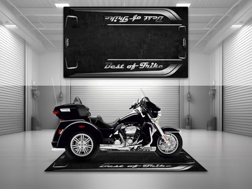 MPM Motorcycle Mat for Best of Trike Washable Non - Slip Oil & Water Resistant Parking Pitmat for Garage, Showroom, Workshop Use | Vivid Black - Special Size: 110.2 x 63/280 x 160 cm - color: Vivid Black