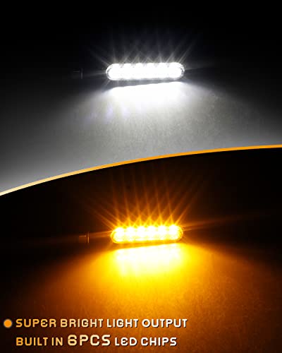NTHREEAUTO Motorcycle LED Turn Signals Switchback Front Mini Blinkers Indicators Universal Compatible with Harley Honda Yamaha Suzuki Kawasaki Motorbike Scooter Quad Cruiser Off Road Touring - 2Pcs - color: amber/white